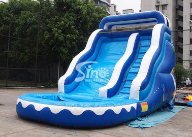 17' ocean wavy commercial kids inflatable water slide with pool made of lead free pvc tarpaulin