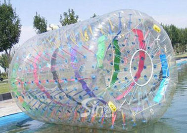 3.0m long clear inflatable zorb roller with colorful ribbons for water and land use